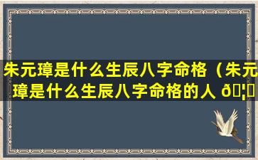 朱元璋是什么生辰八字命格（朱元璋是什么生辰八字命格的人 🦉 ）